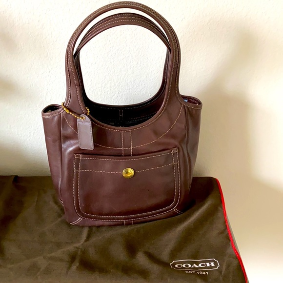 Coach brown leather shoulder purse - Picture 1 of 5